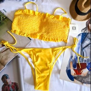 Hot Spring Smocked Frill Trim Large Bikini Set